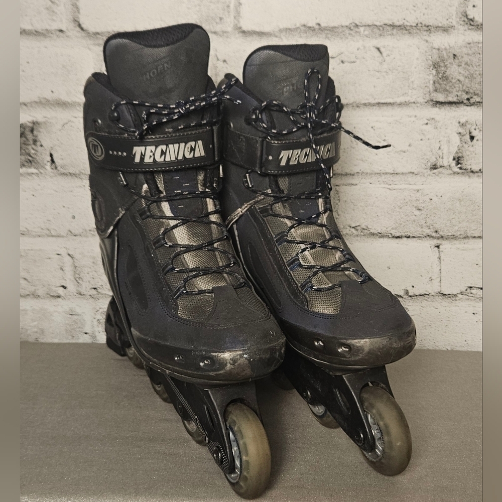 Tecnica Mens Size 11.5 Inline Skates Black 76mm Wheels Rollerblades